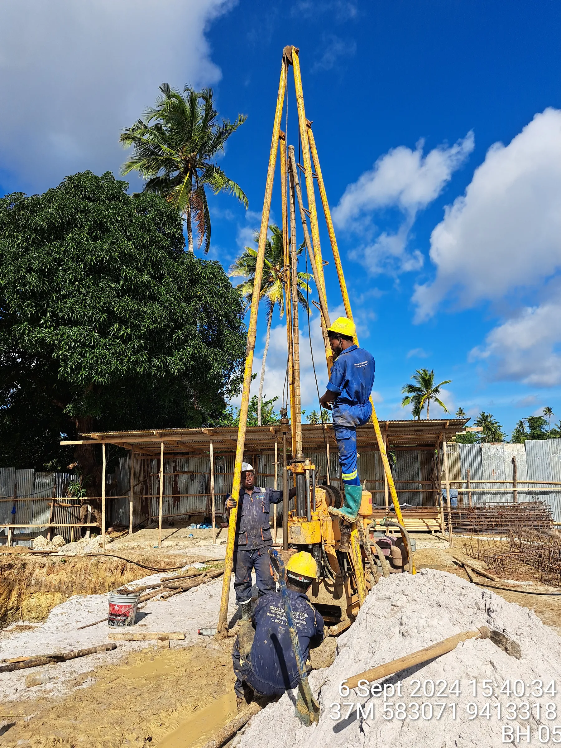 Binsalim drilling crew working on a geotechnical investigation site